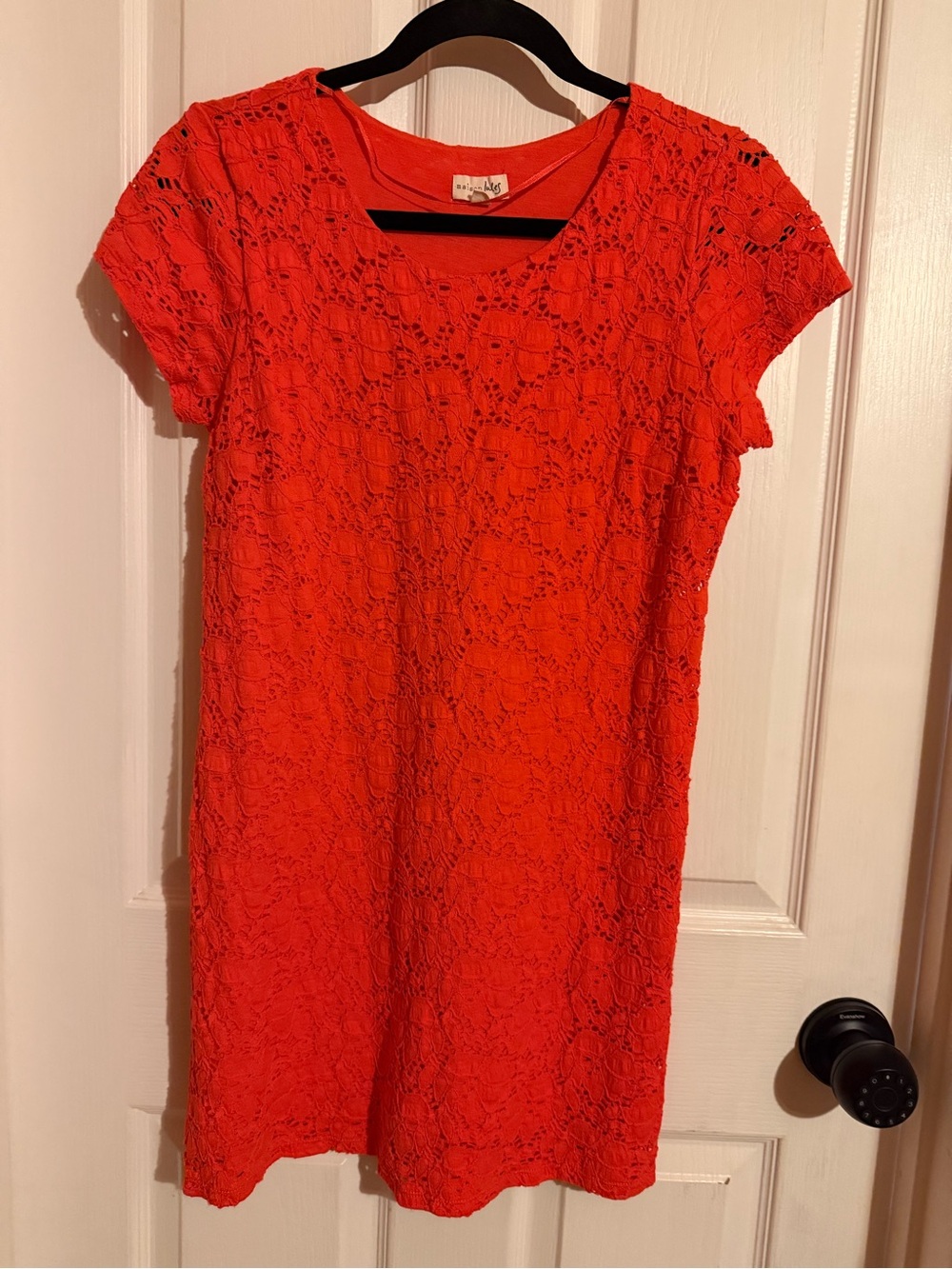 Maison Jules Red Lace Mini Shift Dress